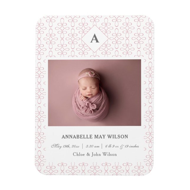 Magnet Flexible Photo Baby Girl Name Faire-part de naissance (Vertical)