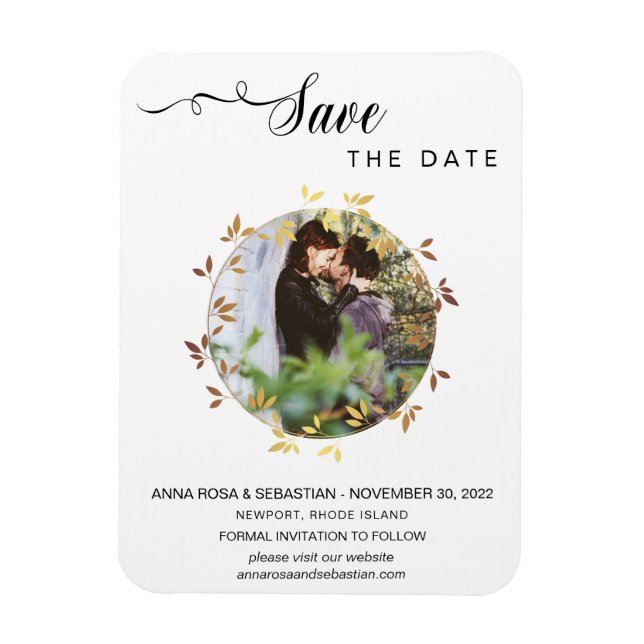 Magnet Flexible *~* PHOTO Boho Botanical Wedding Enregistrer La Da (Vertical)
