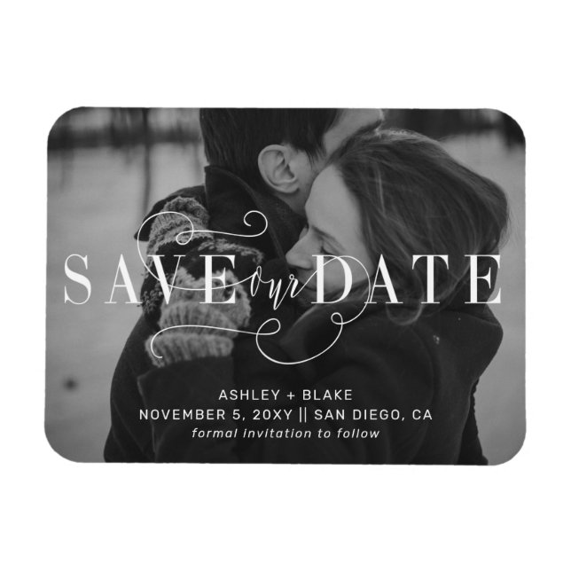 Magnet Flexible Photo calligraphie manuscrite Enregistrer la date (Horizontal)