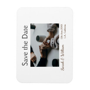 Magnet Flexible Photo classique blanc élégant typographie mariage