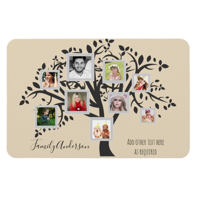 Magnet Flexible Photo Collage Family Tree Modèle Personnalisé (Horizontal)