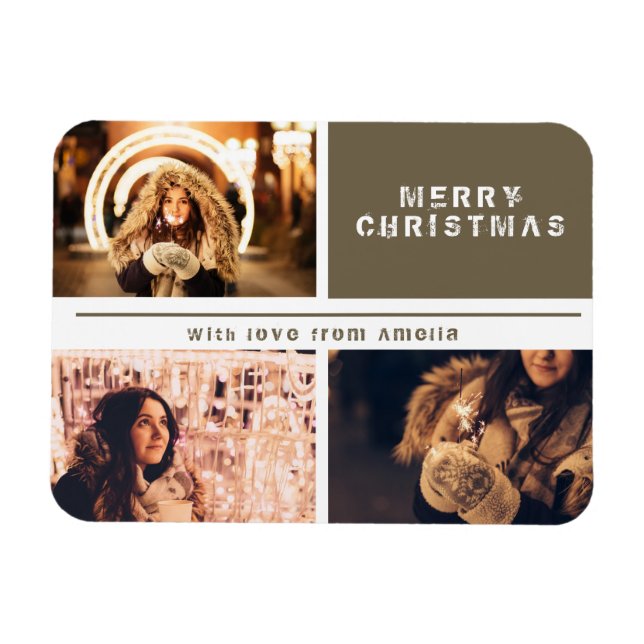Magnet Flexible Photo Collage moderne Joyeux Noël (Horizontal)
