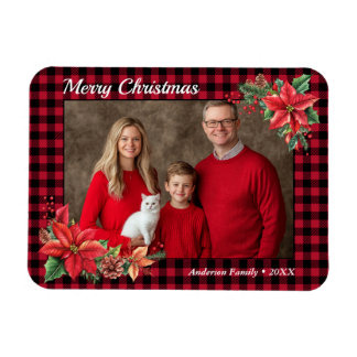 Magnet Flexible Photo de famille de Noël Poinsettia Buffalo