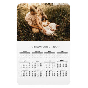 Magnet Flexible Photo de famille moderne 2026 Calendrier 12 mois