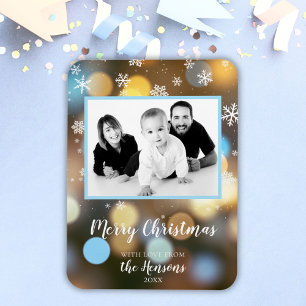 Magnet Flexible Photo de famille personnalisée de Noël Bokeh