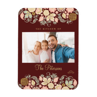 Magnet Flexible Photo de famille personnalisée et texte bordeaux