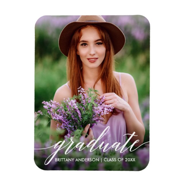 Magnet Flexible Photo de graduation en calligraphie moderne (Vertical)