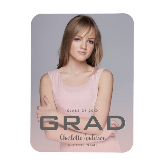 Magnet Flexible Photo de graduation rose gold moderne (Vertical)