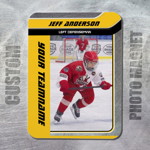 Magnet Flexible Photo de hockey sur glace en métal jaune