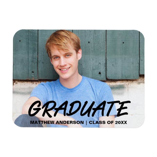 Magnet Flexible Photo de la Faire-part de graduation Cool moderne (Horizontal)