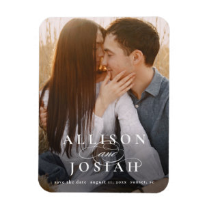 Magnet Flexible Photo de mariage à typographie classique pour Save