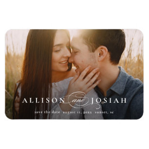 Magnet Flexible Photo de mariage à typographie classique pour Save