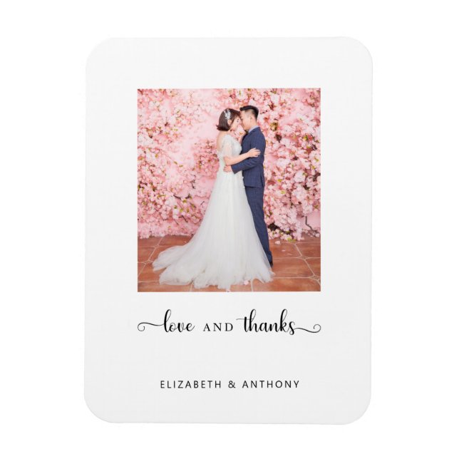 Magnet Flexible Photo de mariage élégant avec texte 'Amour et reme (Vertical)