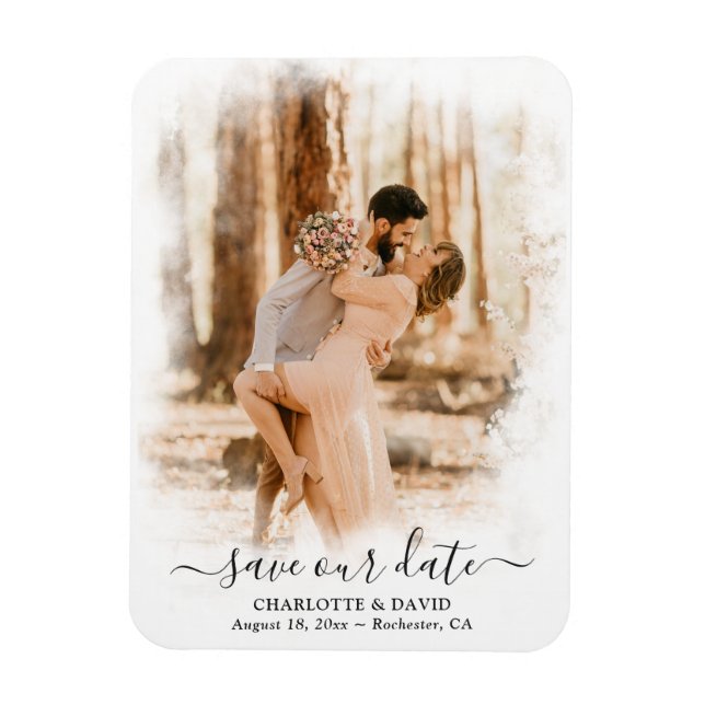 Magnet Flexible Photo de mariage élégante Sauvez notre date (Vertical)
