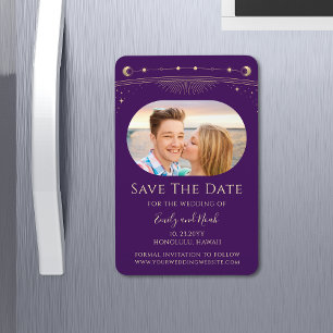 Magnet Flexible Photo de mariage personnalisé Céleste Or Violet