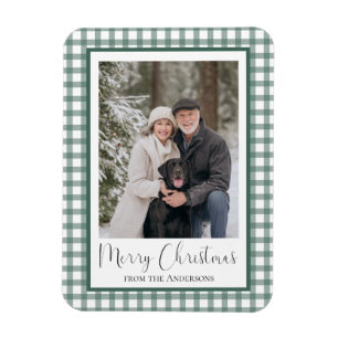 Magnet Flexible Photo de Noël à carreaux gingham vert 