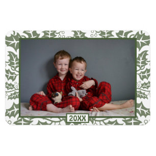 Magnet Flexible Photo de Noël pour les fêtes avec du houx