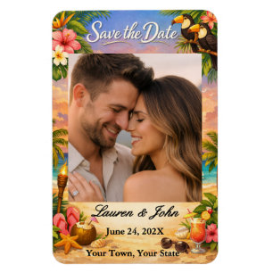 Magnet Flexible Photo de paradis tropical Enregistrer la date Magn