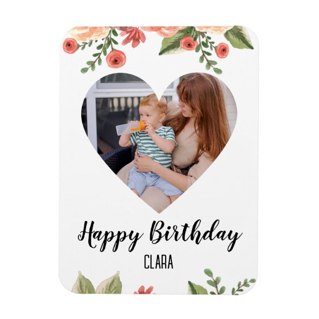 Magnet Flexible Photo du coeur Script personnalisé Anniversaire Ma (Vertical)