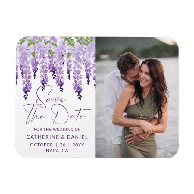 Magnet Flexible Photo Enregistrer La Date Aquarelle Mariage Wister (Horizontal)