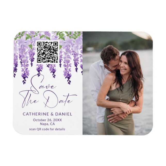 Magnet Flexible Photo Enregistrer La Date Aquarelle Mariage Wister (Horizontal)
