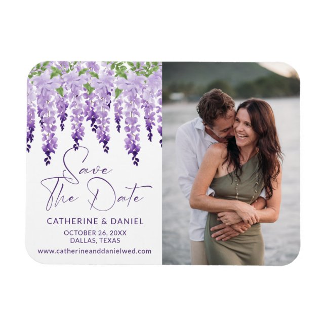 Magnet Flexible Photo Enregistrer La Date Aquarelle Mariage Wister (Horizontal)