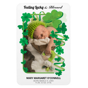 Magnet Flexible Photo Faire-part bébé Shamrock irlandais
