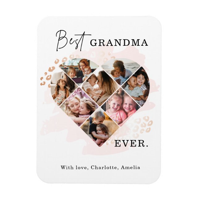Magnet Flexible Photo Family Best Grandma Ever Heart Shape 8 (Vertical)