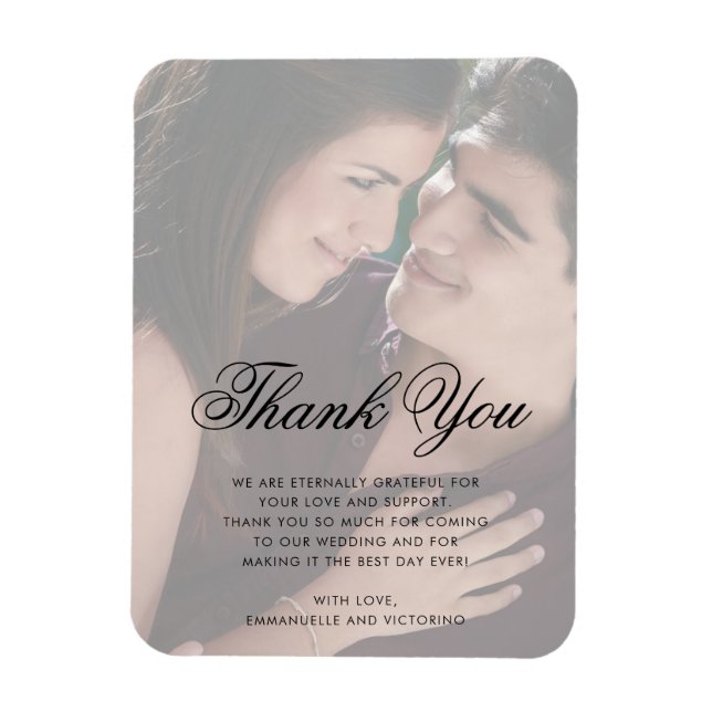 Magnet Flexible Photo Faux Vellum Merci Élégant Mariage Faveur (Vertical)