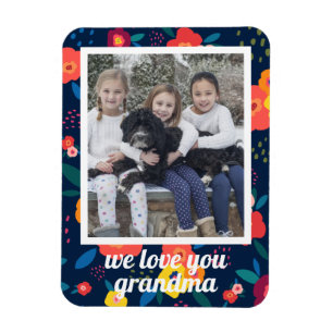 Magnet Flexible Photo florale de Love You Grand-mère personnalis