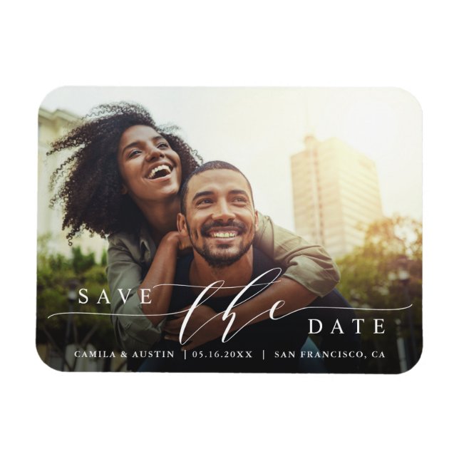 Magnet Flexible Photo Mariage moderne et simple Enregistrer la dat (Horizontal)