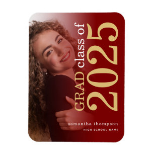 Magnet Flexible Photo Maroon Gold 2024 Faire-part de graduation