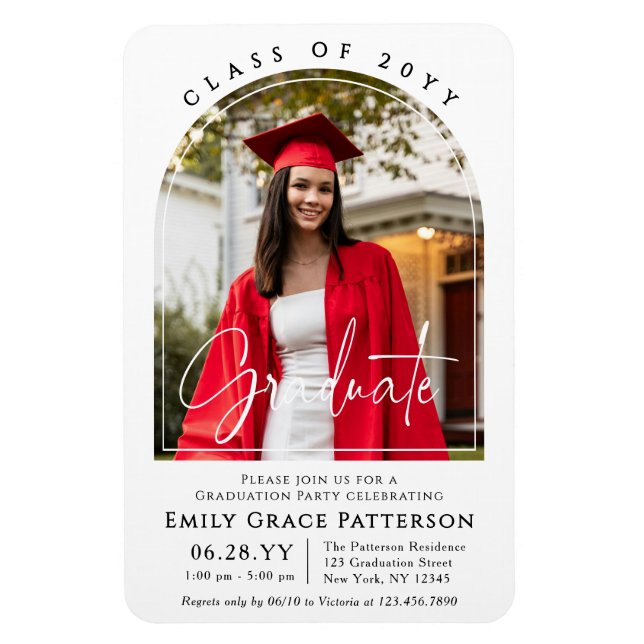 Magnet Flexible Photo Modern Arch Graduate Script Graduate Party (Vertical)
