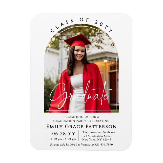 Magnet Flexible Photo Modern Arch Graduate Script Graduate Party (Vertical)