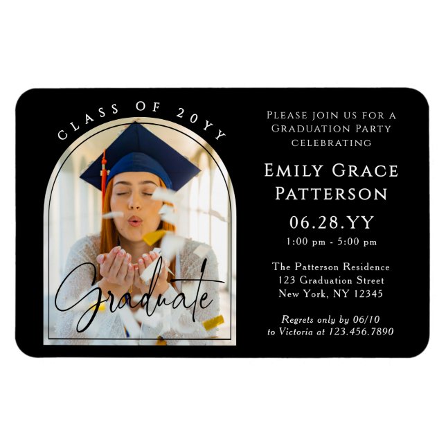 Magnet Flexible Photo Modern Arch Graduate Script Graduate Party (Horizontal)
