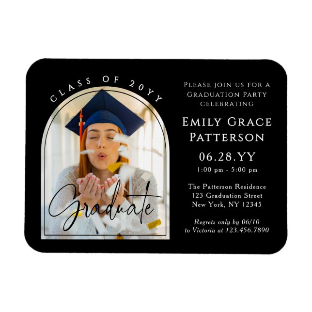 Magnet Flexible Photo Modern Arch Graduate Script Graduate Party (Horizontal)