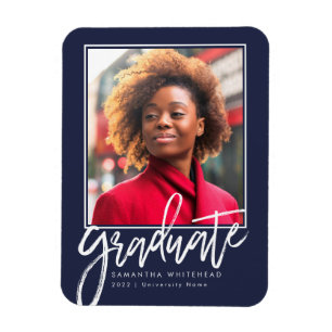 Magnet Flexible Photo moderne Grad Faire-part bleu marine 2022