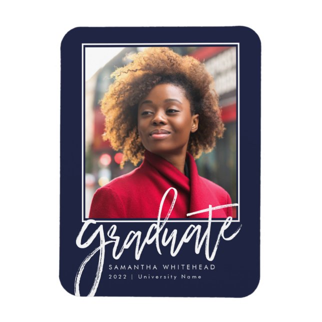 Magnet Flexible Photo moderne Grad Faire-part bleu marine 2022 (Vertical)