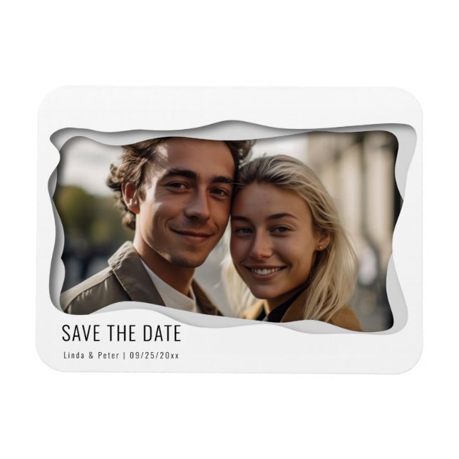 Magnet Flexible Photo moderne Mariage minimaliste Enregistrer la d (Horizontal)