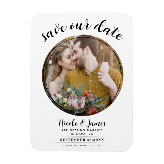 Magnet Flexible Photo ronde moderne blanche et noire Enregistrer l (Vertical)