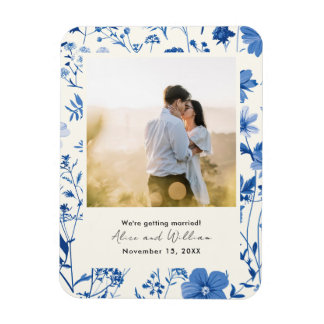 Magnet Flexible Photo Rustic Blue Fleur sauvage Enregistrer la dat