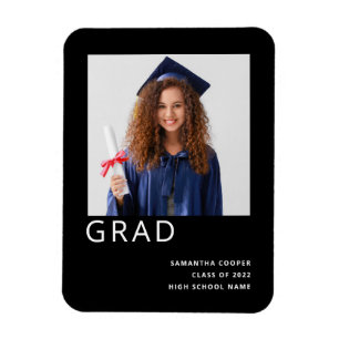 Magnet Flexible Photo simple 2022 Graduation Faire-part noir