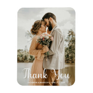 Magnet Flexible Photo simple Mariage Ajouter des noms et Merci de 