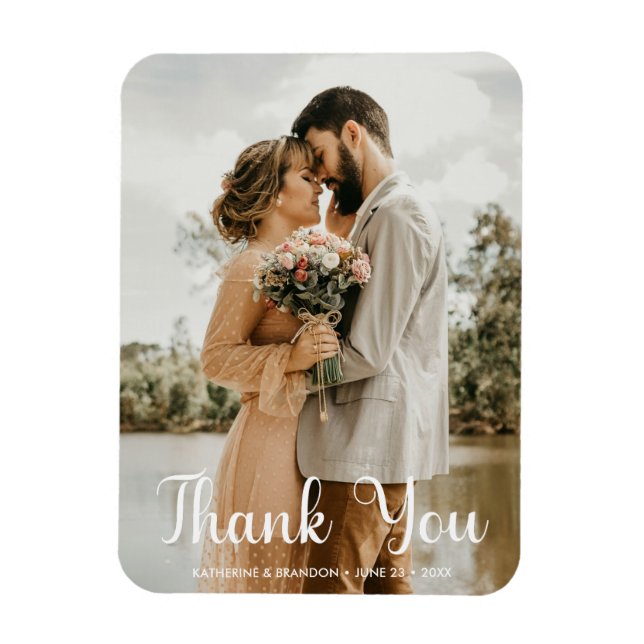 Magnet Flexible Photo simple Mariage Ajouter des noms et Merci de  (Vertical)