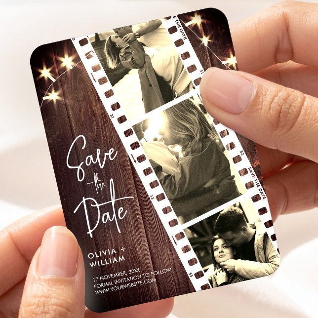 Magnet Flexible Photo Strip Wedding Save the Date Favor Rustic (Photo Strip Wedding Save the Date Favor Rustic Magnet, Photo Booth Strip)