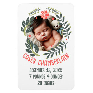 Magnet Flexible photo sur mesure nouveau-né babyfloral wreath