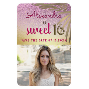 Magnet Flexible Photo Sweet 16 Enregistrer La Date Tropical Palm T