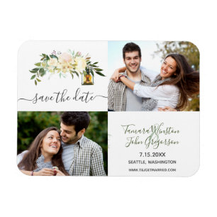 Magnet Flexible Photo White Peonies Lanternes rustiques Sauvez La 