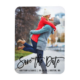 Magnet Flexible Photographie De Brush Moderne Enregistrer La Date 