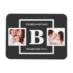 Magnet Flexible Photos de famille avec monogramme personnalisé